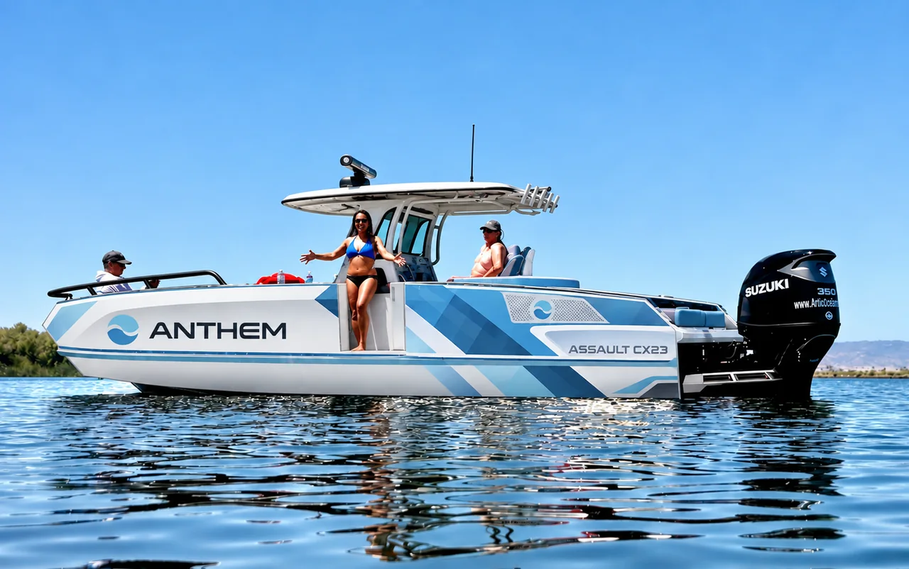 Blue geometric Assault CX23 concept image