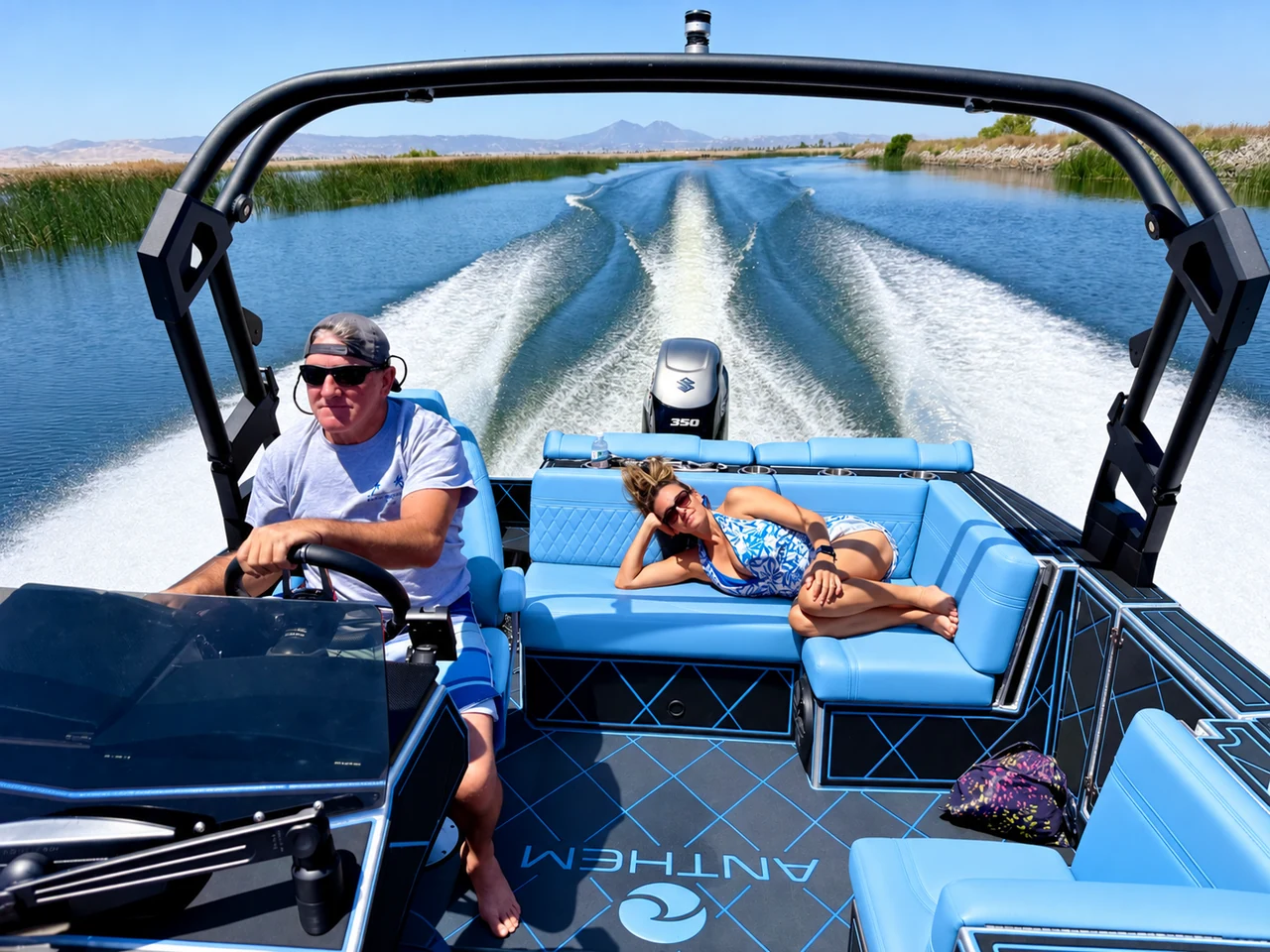 Blue Assault VF23 interior on the water